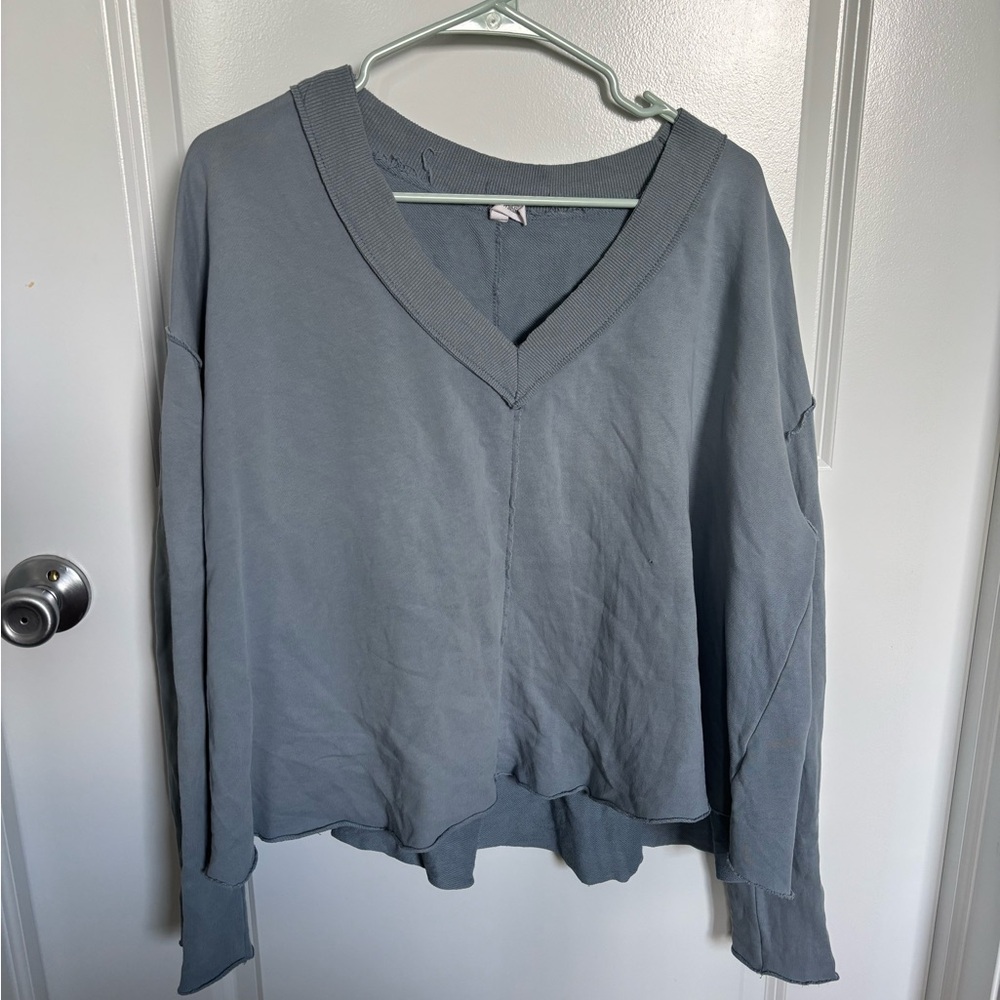 Women's Gray V-Neck Top